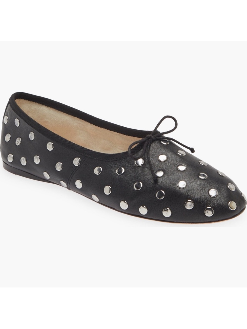 Loeffler Randall Black Leather studded Landon ballet flats